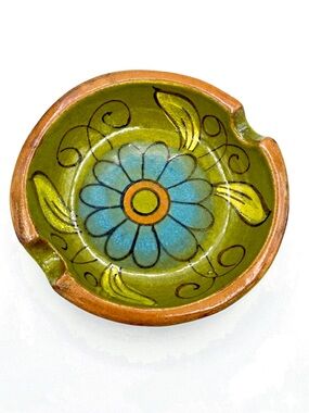 Vintage Italian Art Pottery Ashtray  Bitossi Raymor Floral 1970’s